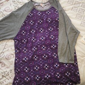 LuLaRoe Women's Purple and Gray Top